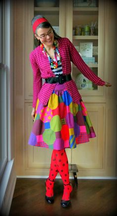 Cassie Stephens: What the Art Teacher Wore #91 and Works in Progress Art Teacher Outfits, Teacher Outfits Elementary, Crazy Dresses, Teacher Wear, Pattern Outfits