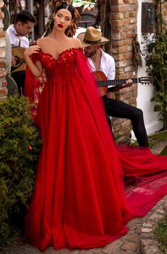 Tarik Ediz - 93926 Floral Applique Off-Shoulder Ballgown – Couture Candy Prom Dresses With Cape, Tarik Ediz Dresses, Disneyland Wedding, Dress Celebrity, Lace Prom Dresses, Tarik Ediz, Red Wedding Dresses, Ball Gowns Evening