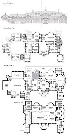 the floor plan for this mansion is shown in black and white, with two separate rooms