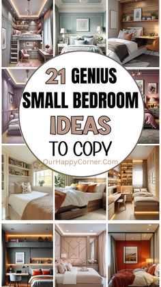 the collage shows different types of small bedroom decor