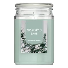 eucalyptusplus sage candle in a glass jar