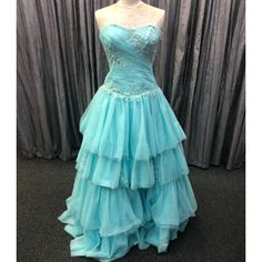 Strapless With Layered Tulle Bottom And Appliqu, Can Become A Short Dress When Removing The Bottom Fitted Blue Organza Evening Dress, Blue Organza Evening Dress With Sweetheart Neckline, Fitted Light Blue Ball Gown For Quinceanera, Light Blue Fitted Ball Gown For Quinceanera, Blue Sweetheart Neckline Evening Dress For Quinceanera, Blue Organza Gown With Sweetheart Neckline, Fitted Organza Evening Dress For Quinceanera, Blue Organza Evening Dress For Debutante Ball, Blue Organza Dress For Debutante Ball