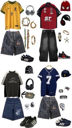 Man Y2k Outfit, Y2k Boy Outfits, Y2k Mens Outfits, Mens Y2k Fashion, 2000s Boys Fashion, Streetwear Fashion Baggy, Y2k Outfits Men, Fit Accessories, Baggy Outfit Ideas