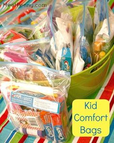 the kid comfort bags are full of goodies