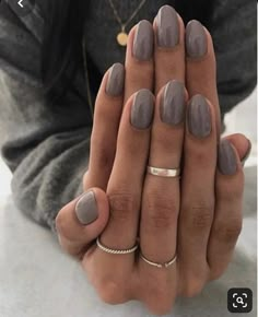 Dark Grey Nails, Gel Manicure Colors, Oval Nails Designs, Finger Style, Grey Nail Polish, Manicure Colors, Nail Colour, Gray Nails, Oval Nails