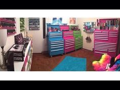 a room filled with lots of different colored drawers