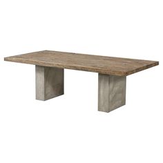 a wooden table with metal legs on a white background