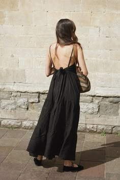 The Alma Dress // Noir Carefree Aesthetic Outfits, Mama Cloth, Dark Clothes, Black Linen Dress, The Amazon Rainforest, Capsule Closet, Boho Y2k, Plant A Tree, Clothes Basket