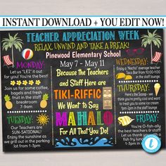 a chalkboard sign with the words teacher appreciation week written on it