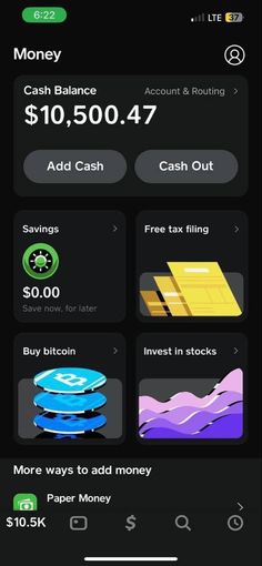 an iphone screen showing the balance and cash options for different types of bank accounts