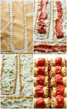 These Skinny Lasagna Rolls are made with part-skim ricotta and mozzarella and whole-wheat noodlesIt is an easyquickand healthy meal for your entire family. Lasagna Roll Ups, Lasagna Roll, Lasagna Rollups, Nice Recipes, Lasagna Rolls, Homemade Tomato Sauce, Kitchen Recipe, Roll Ups, Ww Recipes