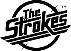 the strokes logo in black and white, with words that read'the strokes '