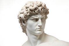 a close up of a statue of a man with curly hair