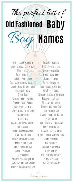 Baby Boy Name List, Old Fashioned Baby Names, Names For Boys List, Boy Girl Names, Names For Boys