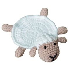 a crocheted sheep is shown on a white background