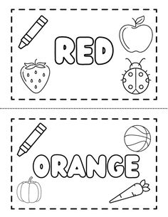 an orange bookmark with the words red and orange written in black on white paper