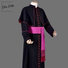 New Bishop Cassock with Inverness Cape - Cosplay legend Clergy Robe with Cincture Medieval Clergyman Vestments Roman Priest Robe We only create custom, made-to-order clothing tailored to your measurements for a perfect fit. Place your order, and we'll provide a measurement guide to ensure your garment is crafted just for you. Colours Available: Black, Grey, Blue,Red ( Sash now available  Article Description : Introducing the Bishop Clergy Cassock with Inverness Cape, a premium clergy garment ide Inverness Cape, Priest Robes, Knight Armor, Plague Doctor, Inverness, Military Uniform, Red Accents, Custom Tailoring, Grey Blue