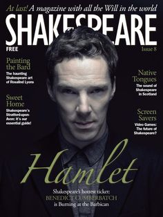 the cover of shakespeare magazine showing hamlet on it's front page, with text underneath