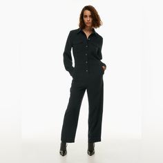 Gorgeous Aritzia Jumpsuit Made With Their Iconic Crepette Material, Nwt Size L 27” Inseam 21.5” Pit To Pit Fitted Office Jumpsuit With Pockets, Fitted Overall Pantsuit For Workwear, Fitted Overalls For Workwear, Fitted Workwear Overalls, Fitted Overall Workwear Pants, Formal Fitted Jumpsuits And Rompers With Pockets, Formal Fitted Jumpsuits With Pockets, Fall Workwear Overalls, Aritzia Jumpsuit Long Sleeve