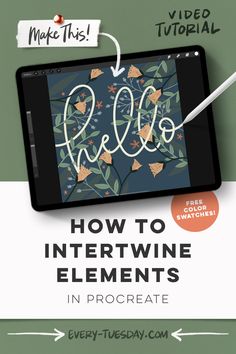 an ipad with the title how to intertwined elements in procreate