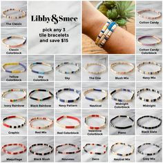 Stretch Tile Bracelets | Handmade by Libby & Smee Tila Bead Bracelets, Tila Bracelets, Three Strand Bracelet, Tile Bracelet, Midnight Red, Felted Projects, Gold Tile, Bracelet Packaging, Tila Beads