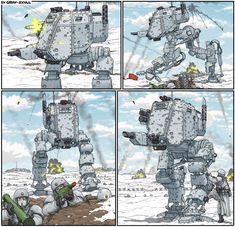 an image of a robot that is in the middle of a comic book storyboard