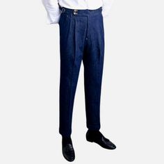 Elegant Straight Leg Jeans With Pockets, Semi-formal Slim Fit Straight Leg Bottoms, Formal Straight Leg Denim Jeans, Formal Cotton Dress Pants With Pockets, Classic High Waist Chinos With Belt Loops, Formal Cotton Bottoms With Pockets, Fitted Denim Blue Pants With Welt Pockets, Fitted Denim Blue Bottoms With Welt Pockets, Elegant Straight Leg Denim Blue Jeans