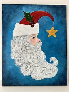 a painting of santa claus with a star on his head