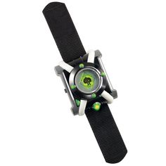 a watch with green and black accents on the face