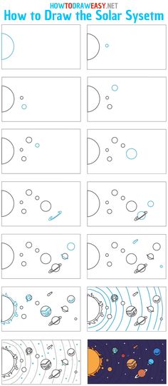 how to draw the solar system for kids with pictures and instructions, including space shuttles