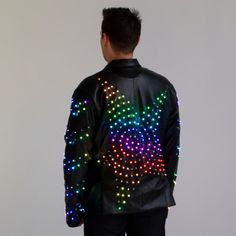 SMART LED light up fashion jacket - "Star" - Light Solutions ETERE - by ETERESHOP Led Jacket, Light Up Mirror, Rain Fashion, Technical Documentation, Party Jackets, Jacket Suit, Disco Party, Festival Lights, Costume Outfits