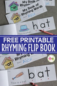 free printable rhyming flip book for kids