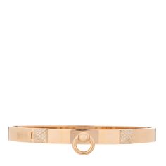 This is an authentic HERMES 18K Rose Gold Diamond PM Collier De Chien Bracelet ST. The bracelet is crafted of 18 karat rose gold and features the Collier De Chien motif with a single center ring and two diamond accented studs on either side, approximately .24 total carat weight. Hermes Bracelet, Hermes Jewelry, Rose Gold Bracelet, Rose Gold Diamonds, 18k Rose Gold, Gold Diamond, Gold Bracelet, Pouch, Rose Gold