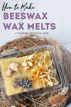 how to make beeswax wax melts with dried flowers in a bird's nest