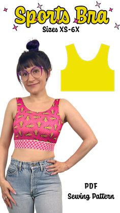 This is an original Anastasia Chatzka Sports Bra pattern. This pattern comes in sizes XS-6X Choose your print method when selecting the pattern. Letter & A4 printing (12 sheets) Large format printing or for projector (1 sheet ) This pattern is a layered PDF in full color and has line variations for black and white printing. There are cut lines on each page along with alignment squares. This pattern is super easy to print and tape together. You can also view the YouTube tutorial video on how to m Sports Bra Pattern Free, Diy Sports Bra Pattern, Sewing Athletic Wear, Athletic Sewing Patterns, Sport Bra Pattern, Diy Gym Clothes, Sewing Bralette, Textile Upcycling, Sports Bra Diy