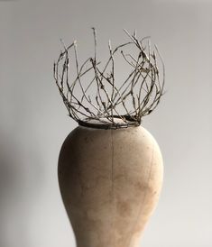 "This faux branch crown is inspired by the natural beauty of twigs with new buds coming to life in early spring. It's hard to really describe the color other than it's a shade of brown with antique gold highlights. It almost appears bronze. This piece is very lightweight in nature & securely attaches with an elastic strap tucked under the hair at the nape of the neck. Approximate height 6\" with an inside diameter of approximately 3 3/4\" We can also make these crowns in gold, silver, white or b Tree Headpiece, Ethereal Crown, Branch Crown, Diy Crowns, Twig Crown, Styrofoam Heads, Dark Photoshoot, Natural Crown, Woodland Crown