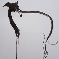 a black and white drawing of a dog with its tail curled up in the air