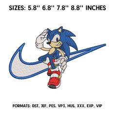 sonic the hedge embroidery design on a white background