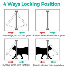 four ways to lock a cat in different positions