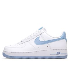 Nike Womens Air Force 1 Low '07 Patent 'Light Armory ' White/Light Armory Blue Sneakers/Shoes Nike Blue Air Force, Conformation Shoes, Drippy Shoes, Blue Air Force 1, Nike Azul, Blue Nike Air Force, Zapatillas Nike Air Force, Womens Air Force 1, Blue Shoes Women