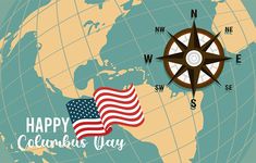 a map with an american flag on it and the words happy columbus's day