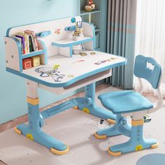 a child's desk and chair in a room