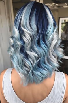 Blue Hair Highlights With Brown Hair, Best Hair Color For Blondes, Different Shades Of Blue Hair Color, Hair Dye Colors For Blonde Hair, Cute Fun Hair Colors, Fun Hair Color For Short Hair, Hair Coloring For Short Hair, Colorful Hair Ideas For Blondes, Light Brown Hair Blue Highlights