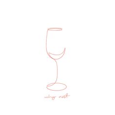 a drawing of a wine glass with the word who's not? written on it