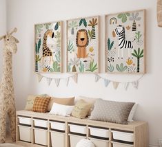 a child's room decorated in neutral colors