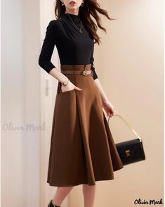 OliviaMark - Flexible Winter Attire: Fashionable Dress Suitable for Layering with Outerwear Cold Weather Dresses, Fashionable Dress, Dress Stylish, Winter Attire, Winter Dress, Mid Length Skirts, Layer Dress, Skirt Skirt, Light Academia