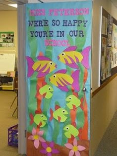 a door with an advertisement on it that says, when you were so happy you're in our school