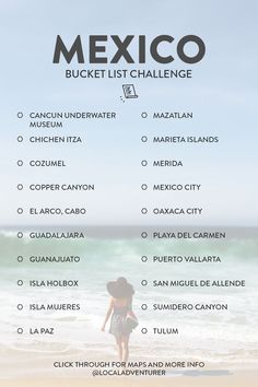 the mexico bucket list is shown in black and white