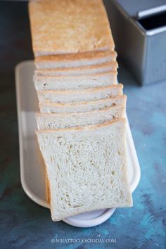 several slices of white bread stacked on top of each other