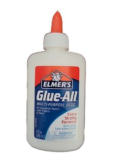 a bottle of glue - all with an orange cap on the top and white background